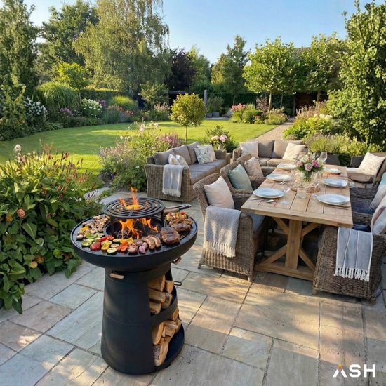 ASH - Horizon - Plancha BBQ - Buitenkeuken - Barbecue Met houtopslag - Buitenkoken - Zwart - Vuurschaal BBQ - Vuurkorf - Plancha ring - Sfeerhaard - Plancha Bakken van ASH — afbeelding 5