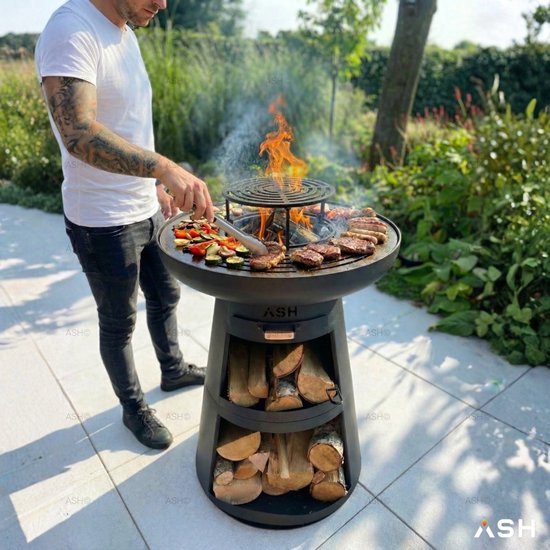 ASH - Horizon - Plancha BBQ - Buitenkeuken - Barbecue Met houtopslag - Buitenkoken - Zwart - Vuurschaal BBQ - Vuurkorf - Plancha ring - Sfeerhaard - Plancha Bakken van ASH — afbeelding 3