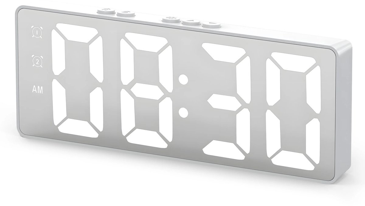 Lumivéra® - Digitale Wekker - Digitale Klok - Wekkers voor Kinderen & Volwassenen - Reiswekker - Slaapkamer - Led Wekkers Digitaal - Alarmklok - Wit