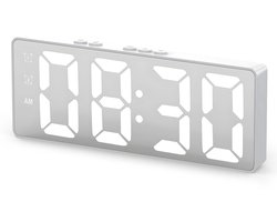 Lumivéra® - Digitale Wekker - Digitale Klok - Wekkers voor Kinderen & Volwassenen - Reiswekker - Slaapkamer - Led Wekkers Digitaal - Alarmklok - Wit
