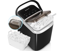 Aigostar IJsblokjesmachine 1.5L – 14kg/24 uur – 9 Blokjes in 7 Minuten – IJsblokjesmaker – Zelfreinigingsfunctie – Draagbaar – Zwart