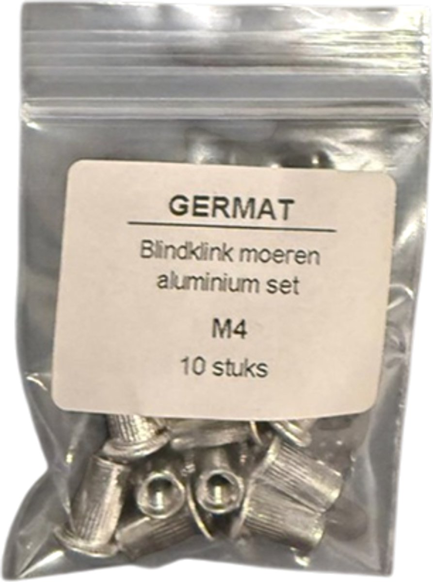 Germat Blindklinkmoeren M4 Aluminium – Popmoeren / Blindmoeren – 10 Stuks – Voor Dun Plaatmateriaal & Profielen – Professioneel