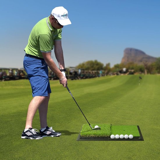 Golfslagmat - Golfoefenmat - Grote Opvouwbare Golfmat - 3-in-1 Grasmat - Fairway, Rough & Tight Lie - Golf Training - Chipping, Putting & Driving - Draagbaar - Indoor & Outdoor - Golftrainer - Kunstgras - Golf Accessoires - 3 Grassoorten van Merkloos — afbeelding 5