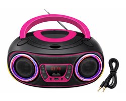 Draagbare Radio CD Speler Kinderen & Volwassenen - Met Bluetooth - Boombox - AUX - FM -SD - USB - Roze