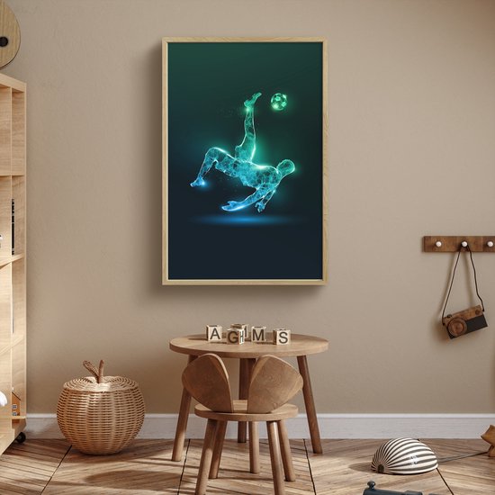 Nachtlampje 70x100 cm - Kinder lamp - Voetbal - Voetballer - Jongen - Zwart - Tafellamp kinderkamer draadloos - Slaapkamer lampje - Bedlamp kinderen - Kinderlampje - Wandlamp babykamer - Nachtlampjes van OnlyWow — afbeelding 3