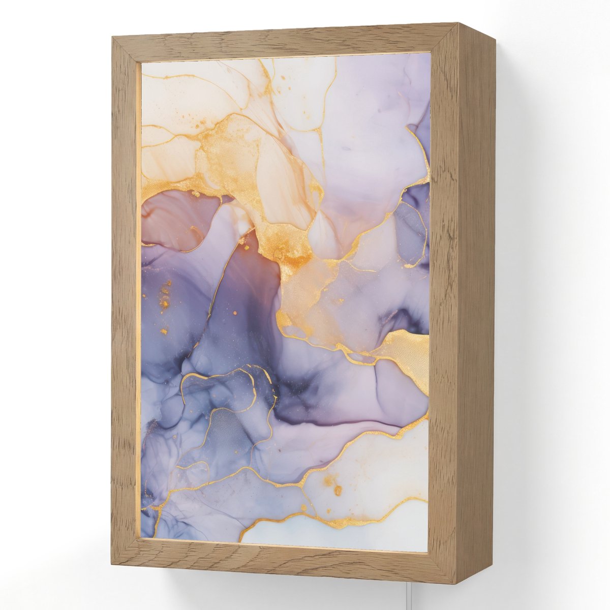Wandlamp 20x30 cm - Oplaadbaar - Marmer - Paars - Lila - Goud - Abstract - Wandlampen binn