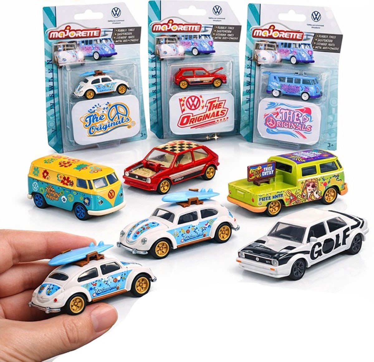 Majorette Volkswagen The Originals 1:64 Deluxe - 1 willekeurig voertuig - Met rubberen banden - Metalen voertuig