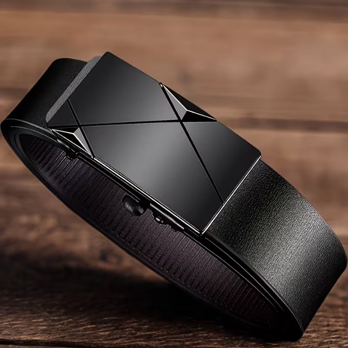 3PCS Men’s Black Belts 2026 New Style, Black Automatic Buckle, Toothless Adjustable, Business Casual Waist Belt with Clean Tail