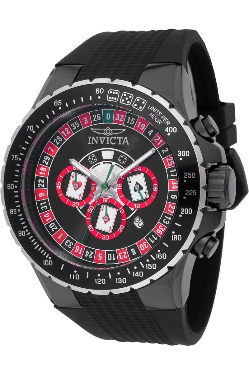 Invicta Aviator 49849 Heren Horloge - Waterdicht - Analoog - Quartz Uurwerk - Roestvrij Staal met rode Wijzerplaat - 50mm
