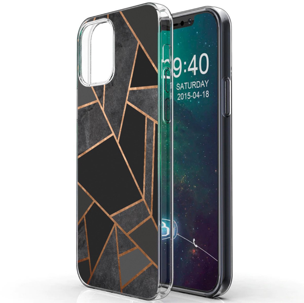 imoshion Hoesje - Geschikt voor Apple iPhone 12 Mini - Design hoesje - Black Graphic