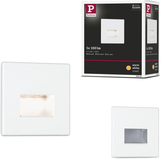 Edge Quadro wandinbouwlamp – hoekig – wit mat – 2700K