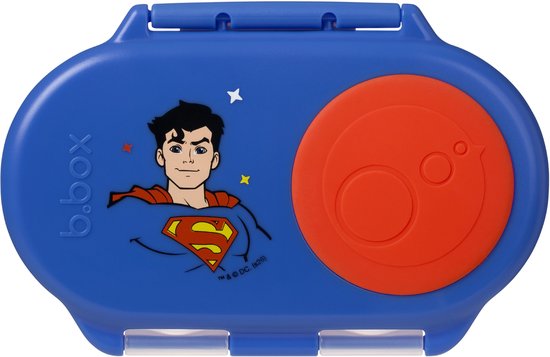 b.box Boîte à goûter Superman | Mini boîte à bento avec 2 compartiments étanches | Idéale pour les tout-petits, les déjeuners d'enfants et les goûters | Peut contenir un fruit entier | Sans BPA