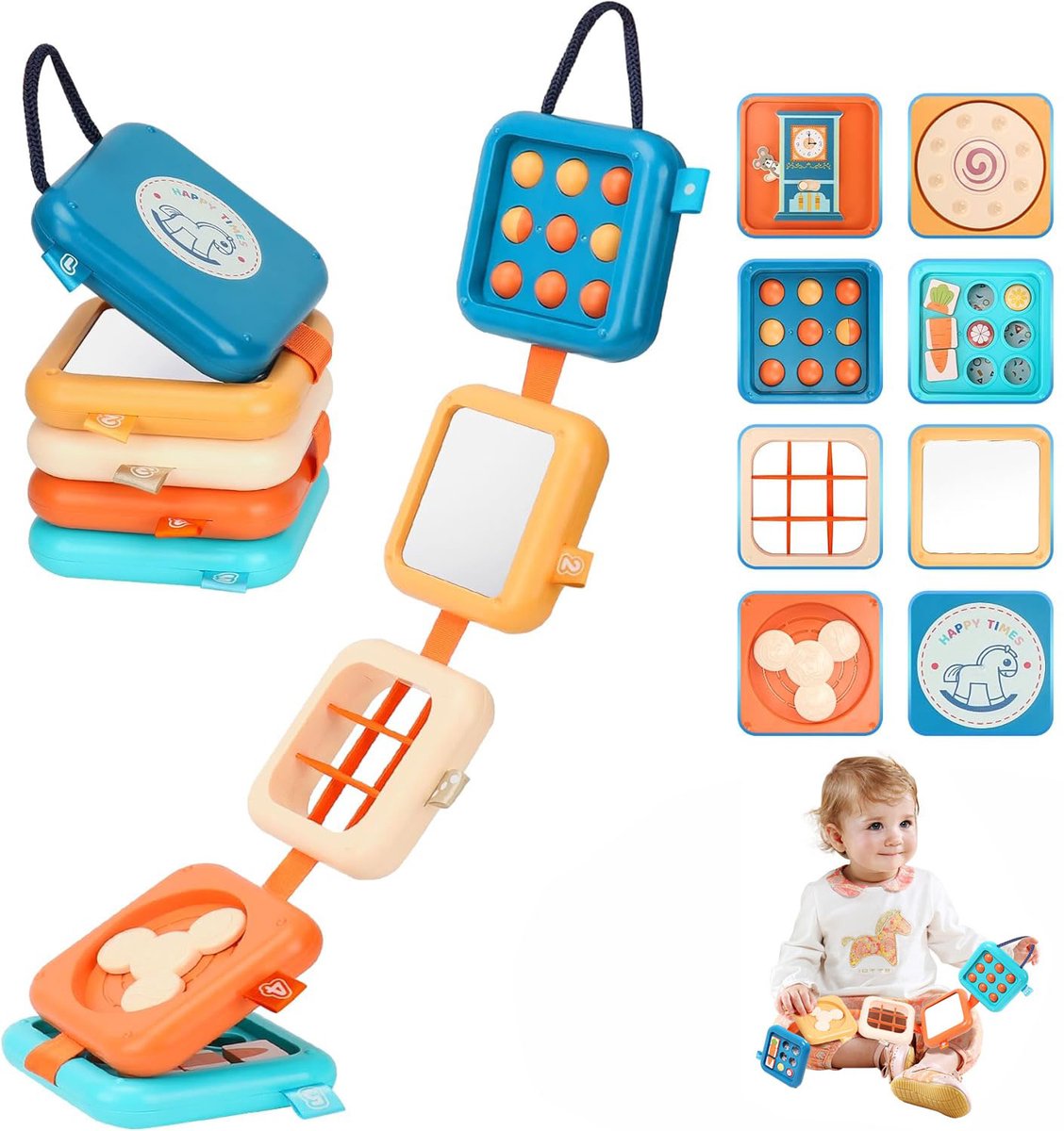 Speelbord voor peuters - Montessori sensorisch speelgoed voor kinderen van 2, 3 en 4 jaar - Activiteitenkubus voor baby's - Educatief speelgoed - Cadeaus voor babyjongens en -meisjes