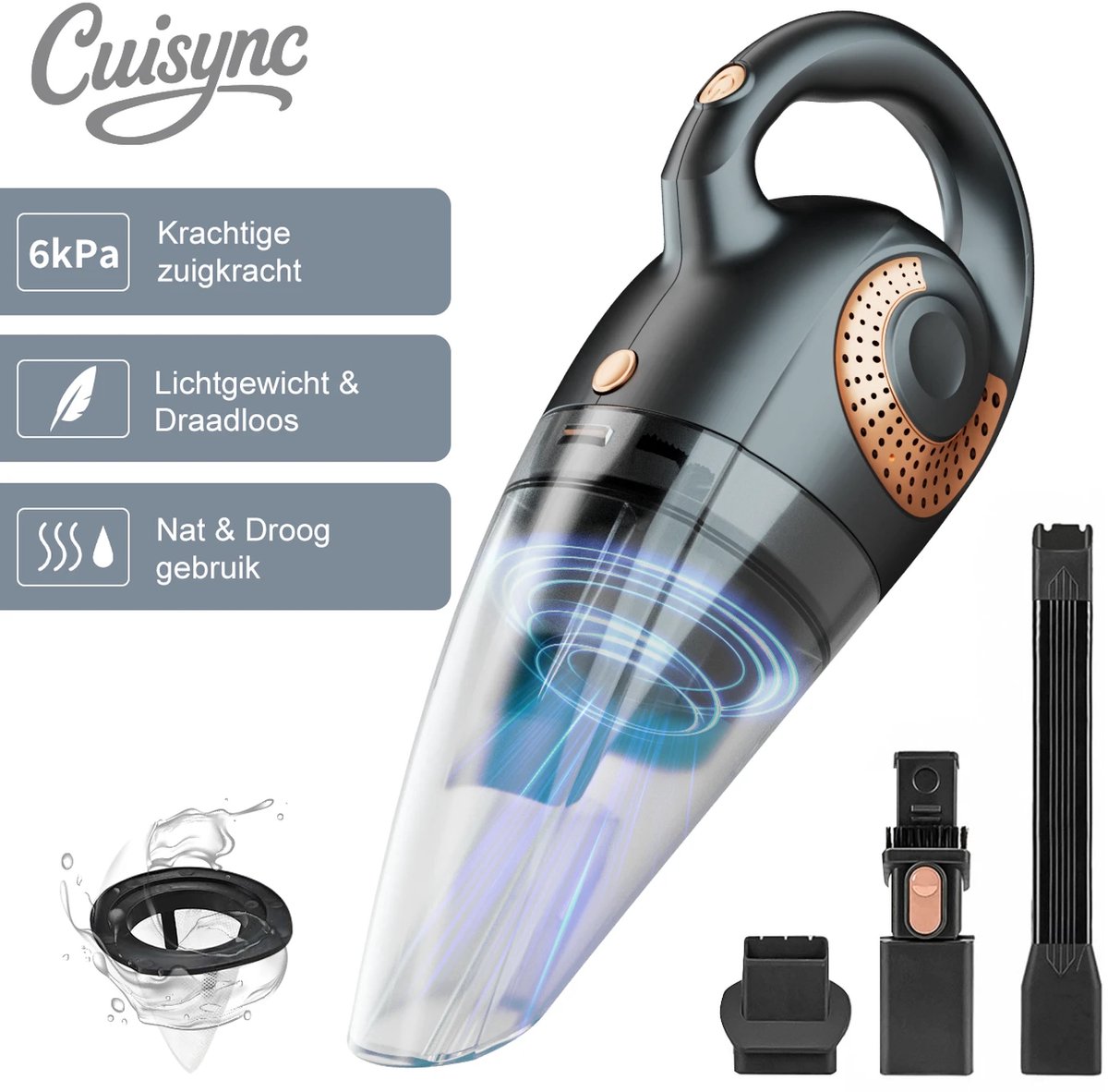 Atshark Snoerloze Handstofzuiger voor Nat en Droog Gebruik - Suzhou shiny home appliance Co - €49,95