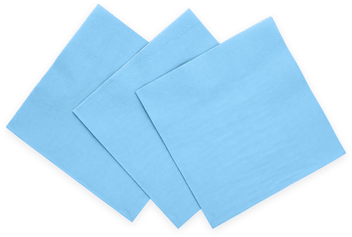 20x Servetten Lichtblauw 3-Laags 33 x 33cm – Feestelijke Papieren Servetten – Sterk & Zacht