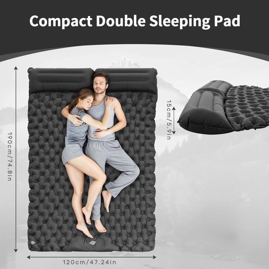 House of Balance Kampeermatras 2 personen - Zelfopblazend matras met voetpomp - Slaapmat - 2 persoons - Campingmat - Waterdicht van Merkloos — afbeelding 3