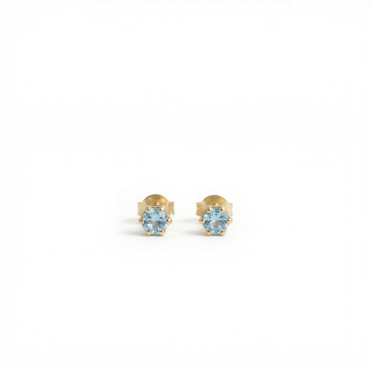 Oorknopjes Geboortesteen Maart Aquamarijn Goud | cadeau dames