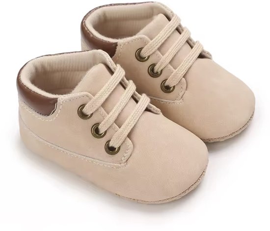 Baby schoentjes – Babyschoenen - Veter - Maat 20 - 13cm - Beige