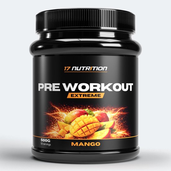 Pre Workout Extreme | 500 Gram | Met Cafeïne | Mango | 17Nutrition | Geeft een extra boost aan je workout