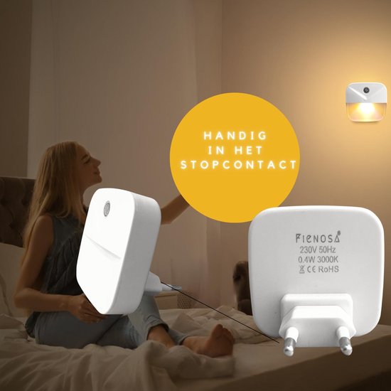 Nachtlampje Stopcontact - Nachtlampje Kinderen - Nachtlampje Baby - Kerstcadeau - Nachtlampje Volwassenen - Dag en Nacht Sensor -Warm Wit Licht - Fienosa — afbeelding 3