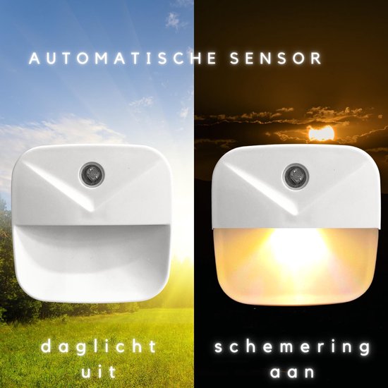 Fienosa LED 2X Nachtlampje Stopcontact - 2-Pack - LED - Warm Wit Licht - Dag & Nacht Sensor van Merkloos — afbeelding 3