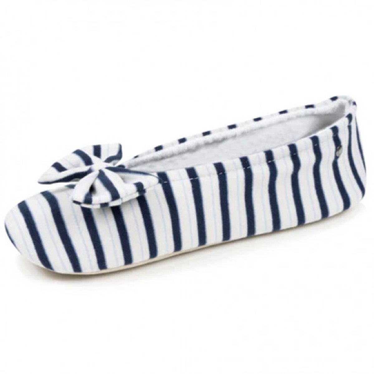 Isotoner Dames Ballerina Pantoffel Rayures Bleues Blauw 35-36