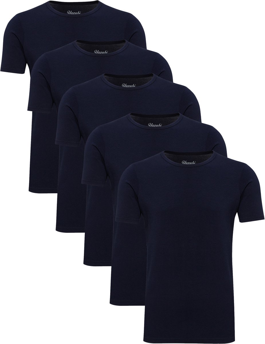 Yazubi Heren T-shirt Mythic – Regular Fit – Katoen Stretch – Donkerblauw – Ronde hals – 5-pack