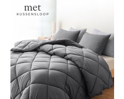 Sleep Comfy - Deluxe 2-in-1 Lente Dekbed - 140x200 cm - Smoked Pearl - met 1 Kussensloop 60x70 cm - Dekbed zonder overtrek - Ademend & Anti Allergie - Hoesloos Dekbed - Stijl, Comfort en Innovatie voor Elke Dag & Nacht - Camping & In de Caravan