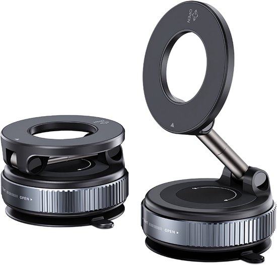 Support de Téléphone Auto 360° Magnétique et Pliable - Ventouse - Vitre/Tableau de Bord - Support GSM Mains-Libres Auto - Support Auto - Support Téléphone Mobile - Support Téléphone Auto - Support de Bureau