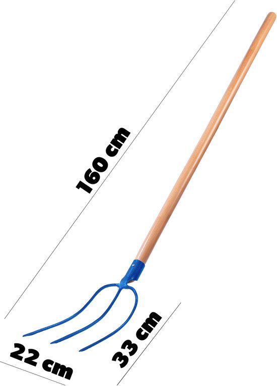 KADAX Haakvork van staal, vork met lange steel van hout, vork, tuinvork, spatvork, grafvork, draadvork, tuinvork, mestvork (3 tanden) — afbeelding 5