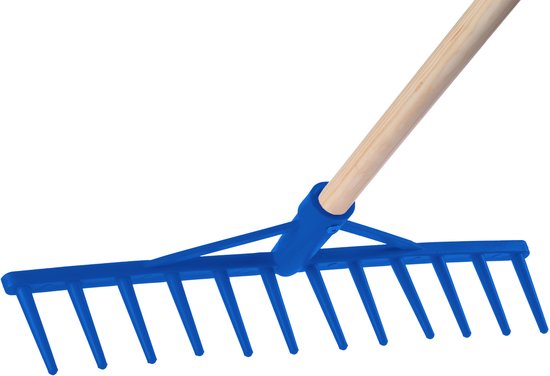 KADAX hark, hooikhark met lange steel van hout, brede hark voor tuin, bloembed, gazon, comfortabele hark, gazonhark, bladhark, tuingereedschap, tuingereedschap (kunststof) van Merkloos	 — afbeelding 4