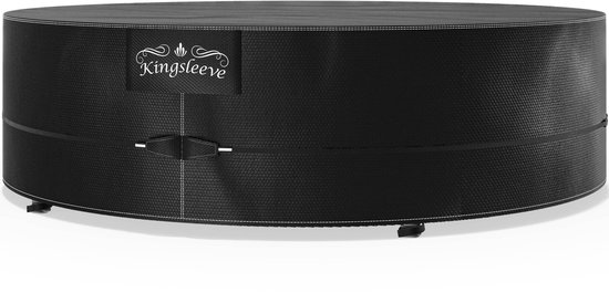 Zwarte ronde Kingsleeve beschermhoes met witte stiksels en handgrepen.
