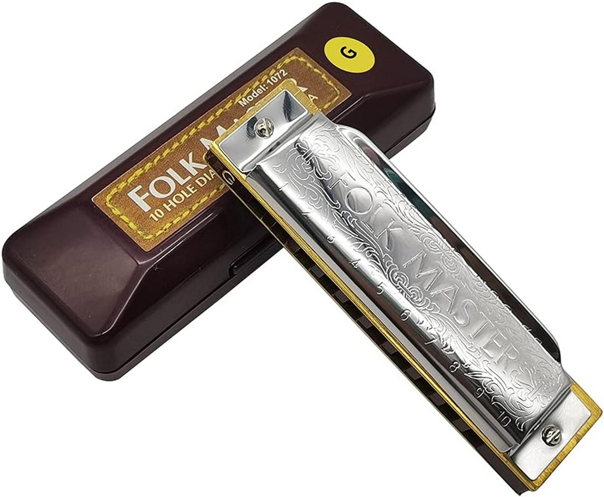 Blues Harmonica - Mond Orgel - Blues Muziek - 10 Gaten - 10cm Lengte - Zilver