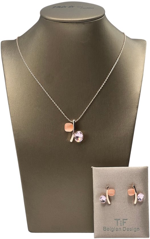 TIF - Bijoux - Parure pour femme - Collier - Boucles d’oreilles - Argent - 45 cm