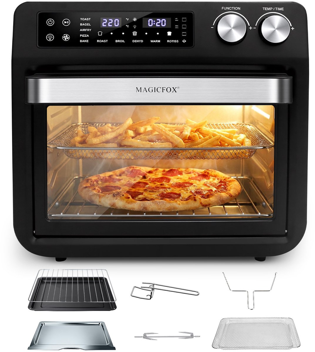 25L Elektrische Heteluchtfriteuse-10 In 1 Heteluchtfriteuse-toasten,bakken-grillen-dehydrateren- rotisserie etc. — afbeelding 1