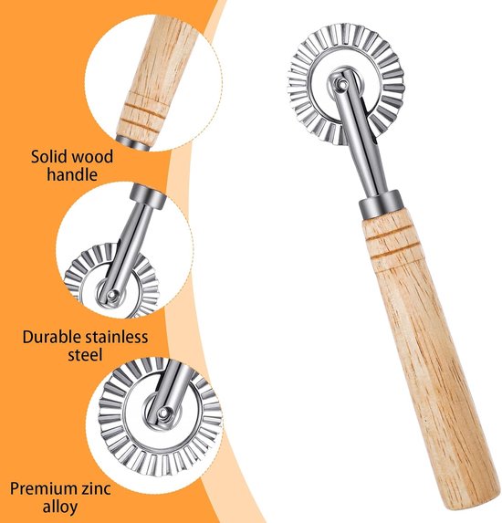 Pastasnijder Wiel - Deegsnijder Roller - Zelfgemaakte Pasta - Ergonomisch Handvat - 20 x 10 cm van Merkloos — afbeelding 4