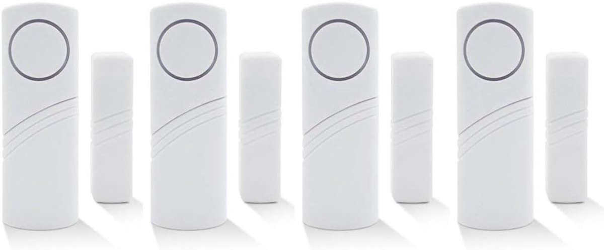 Draadloos Alarmsysteem - Veiligheidssensor Kit - Inbraak Preventie - Magnetische Sensor - 4 Stuks - Wit
