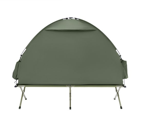 Bergson Kampeertent - Veldbed - 1-Persoons - 3-in-1 - Muggennet - Waterdicht 1500 mm - Tot 114 kg - 193x86 cm - Groen van Merkloos — afbeelding 4