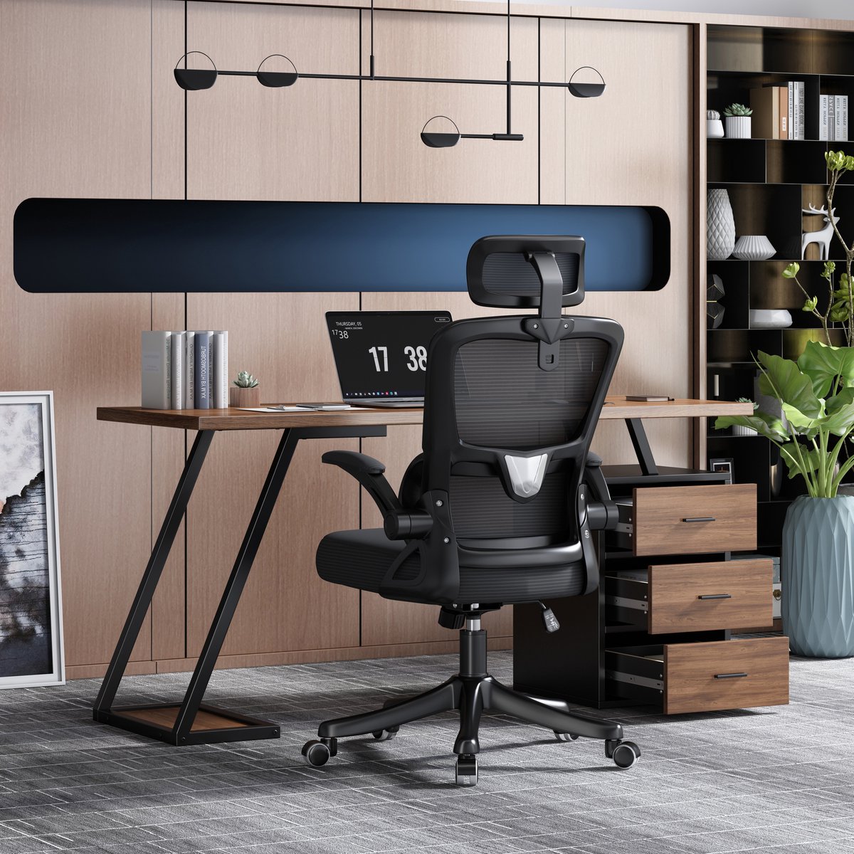 Bureau - Werktafel - Opbergruimte - Computertafel - 138,5 cm - Met 3 lades - Bureau met ruime opbergruimte - Donkerbruin - Strak en stijlvol