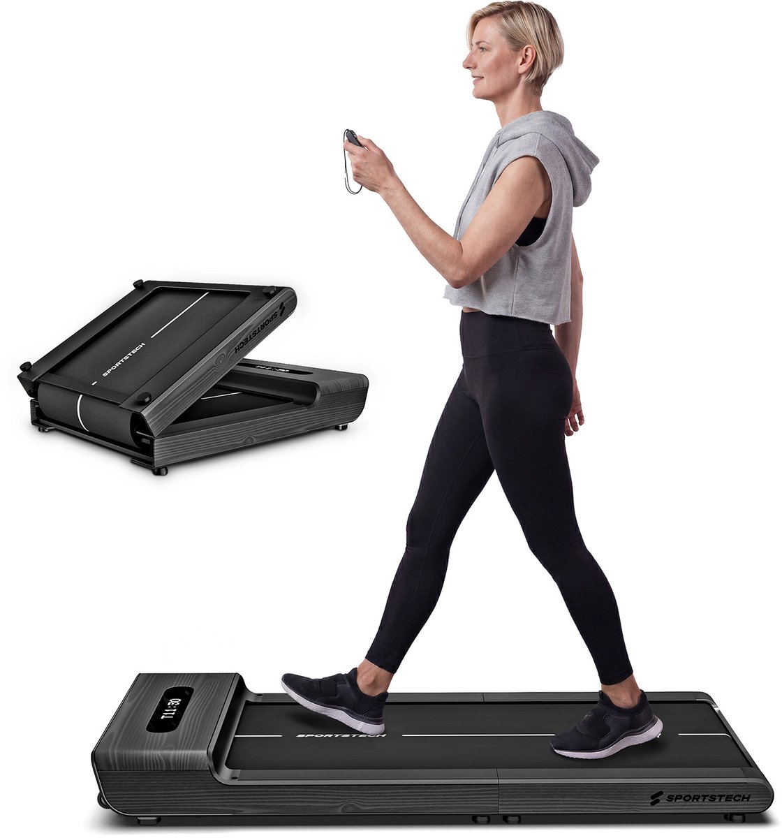 WoodPad Pro_GWD inklapbare loopband hout, tot 8 km/u, 120 kg
