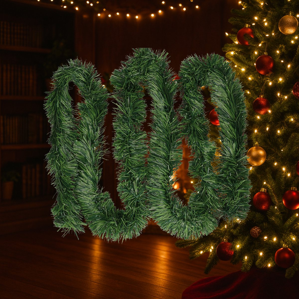 Dennenslinger - groen - 270 cm - 8 cm breed - kunststof - 177 gr - dennen guirlande - kerstversiering – foto 2