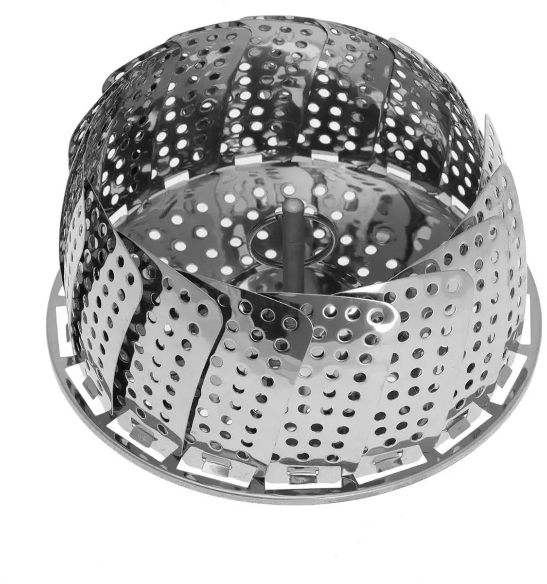 KINGHOFF - Stoommandje - Groente Stomer voor Pan - Stoominzet Koken Gezond - Opvouwbaar Stoomrek - Stomen zonder Olie - Staal - ø24 cm - Zilver — cadeau in Kookcadeaus - foto 2