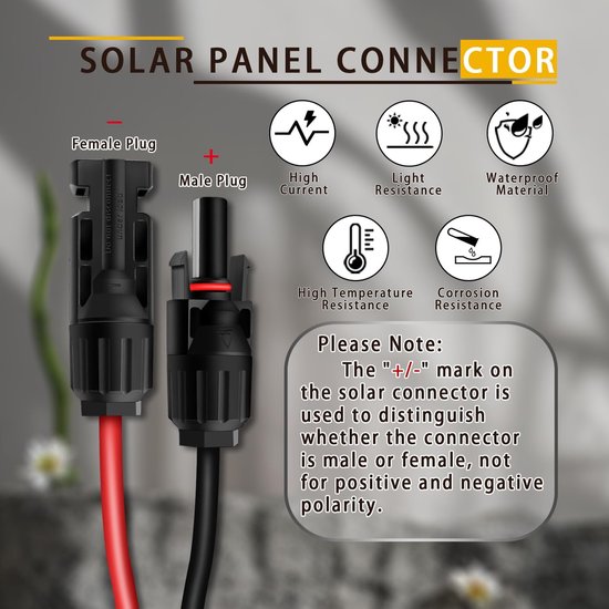 Zonnecollector-Kabel naar XT60 Adapter - 12 AWG / 3.3mm² - 60cm - IP67 Waterdicht - Solar Verlengkabel voor Draagbare Powerstations en Solar Generatoren — afbeelding 5