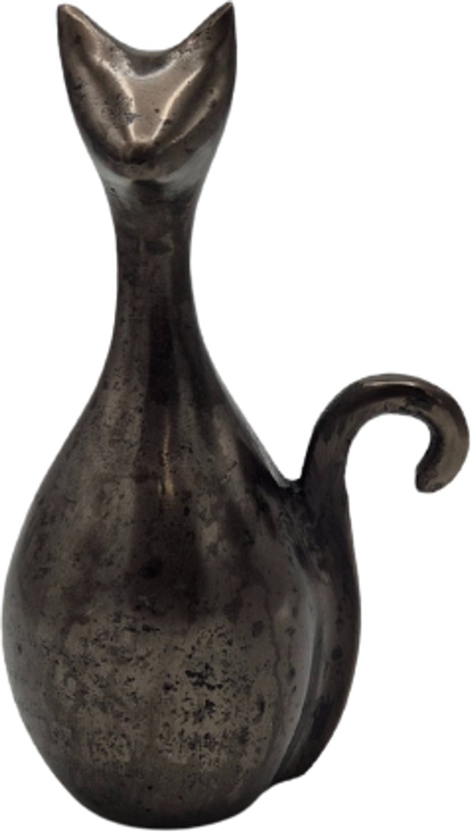 Urnenspecialist® - Urn - Kat - Katten urn - Poezen Urn - Night Black - Antraciet - Grijs - Mini Urn - As Urn - Crematie Urn - 21cm - 325ml - Aluminium Urn