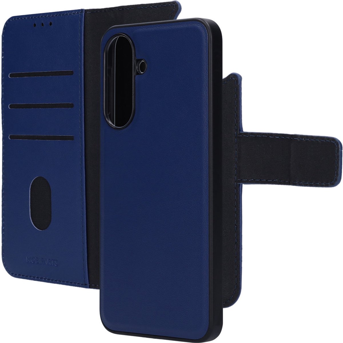 Mobiparts hoesje geschikt voor Samsung Galaxy A37 - Wallet 2-in-1 Boekhoesje - MagSafe - Echt Leder - Uitneembare Case - Sterke Magneet Sluiting - Contactloos betalen - Blauw