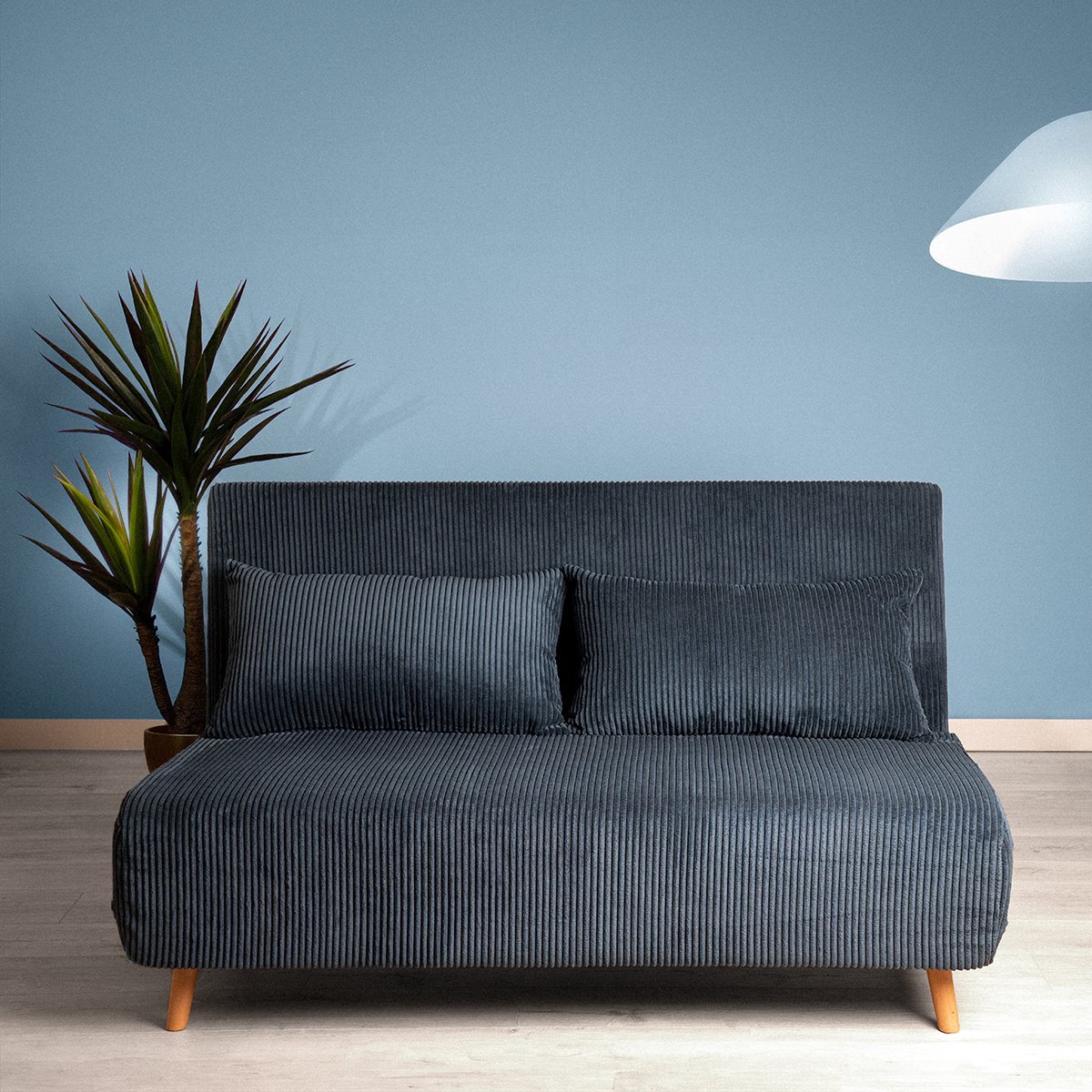 HOMLA - Sofa - 2-zits met slaapfunctie - Corduroy blauw - 140x91x84 cm