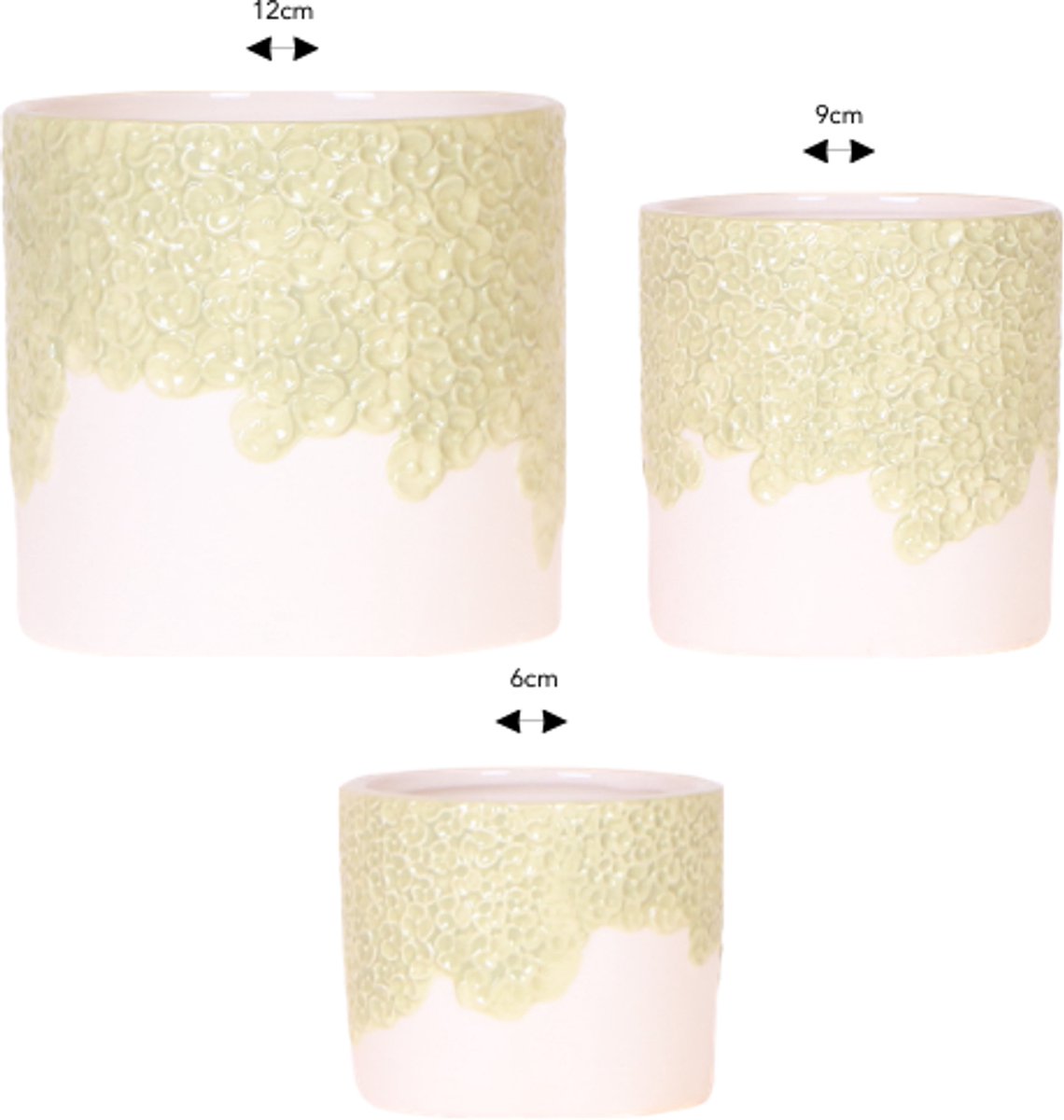 Kolibri Company | Combi deal | Bloom sierpot groen – set 6 cm + 9 cm + 12 cm