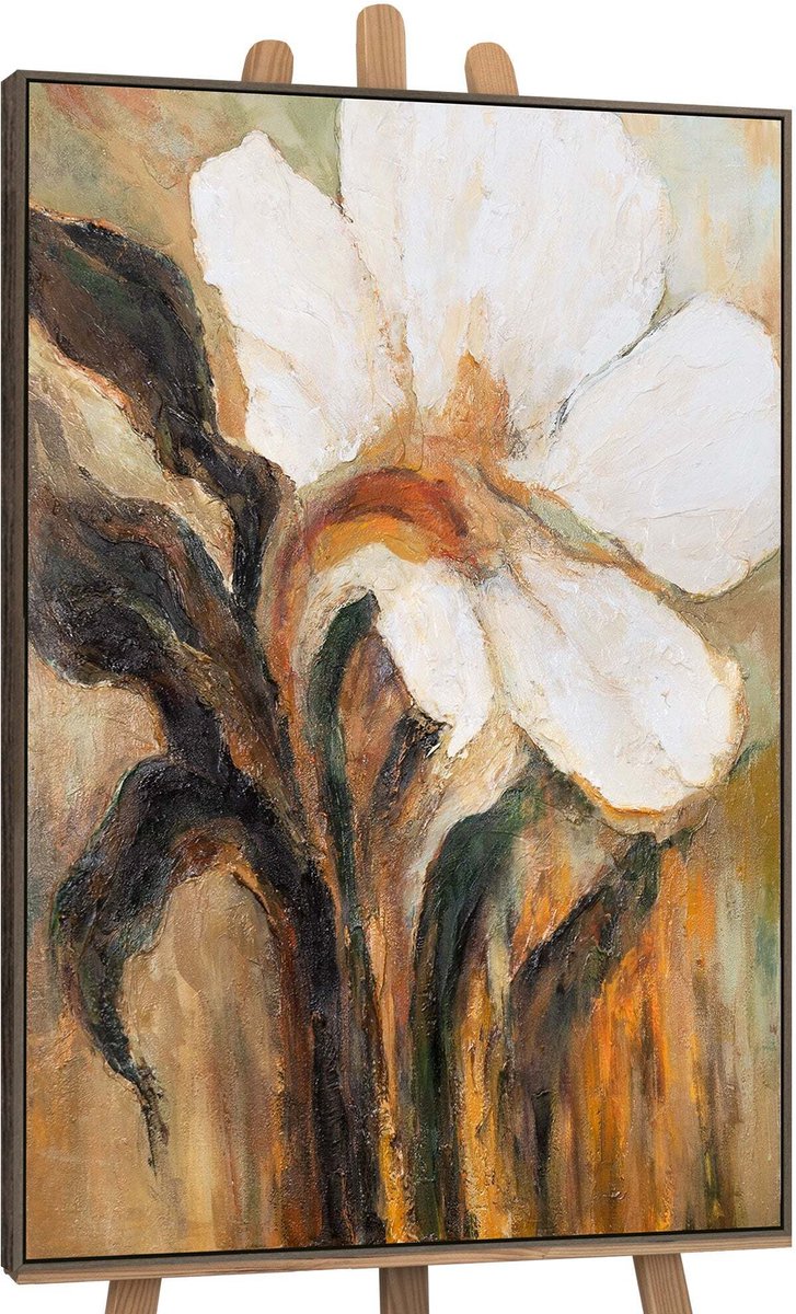 YS Schilderij "Verloop van de Tijd" - Handgeschilderd canvas schilderij - Wanddecoratie Bloemen - Wit - Pastel - Muurdecoratie woonkamer - Slaapkamer decoratie - Kamer accessoires - Schilderijen slaapkamer - schilderij canvas bloemen veld Grey 120x80