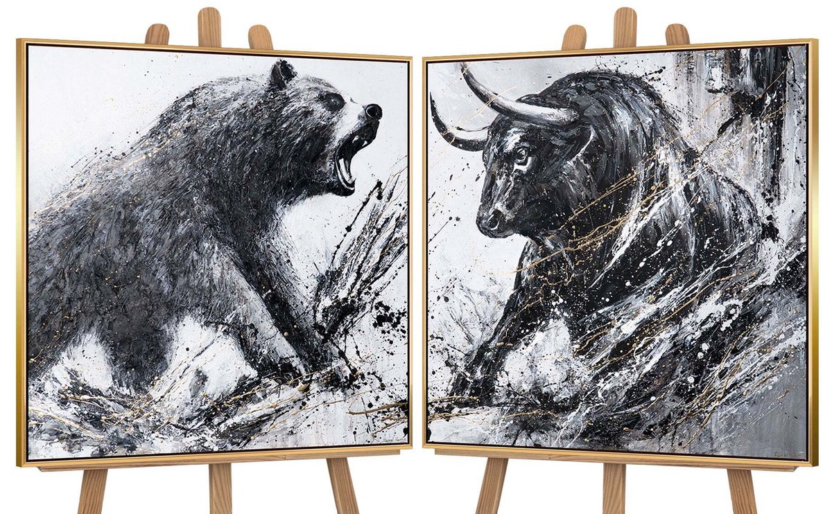 Canvas schilderij handgeschilderd wild impulse abstract – YS-Art Gallery – Luxe wanddecoratie voor woonkamer – Modern schilderij voor slaapkamer en hal goud