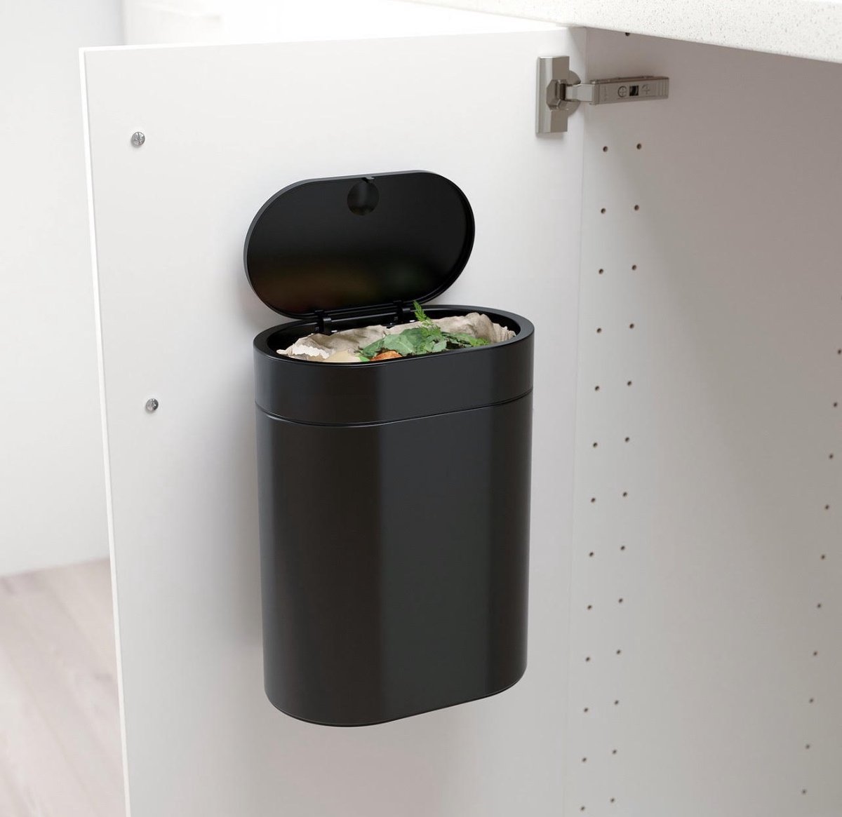 OmidHome Ophangbare Prullenbak 4L – Zwart Mat – Compact & Stijlvol – Diepte 14 cm, Hoogte 27 cm
